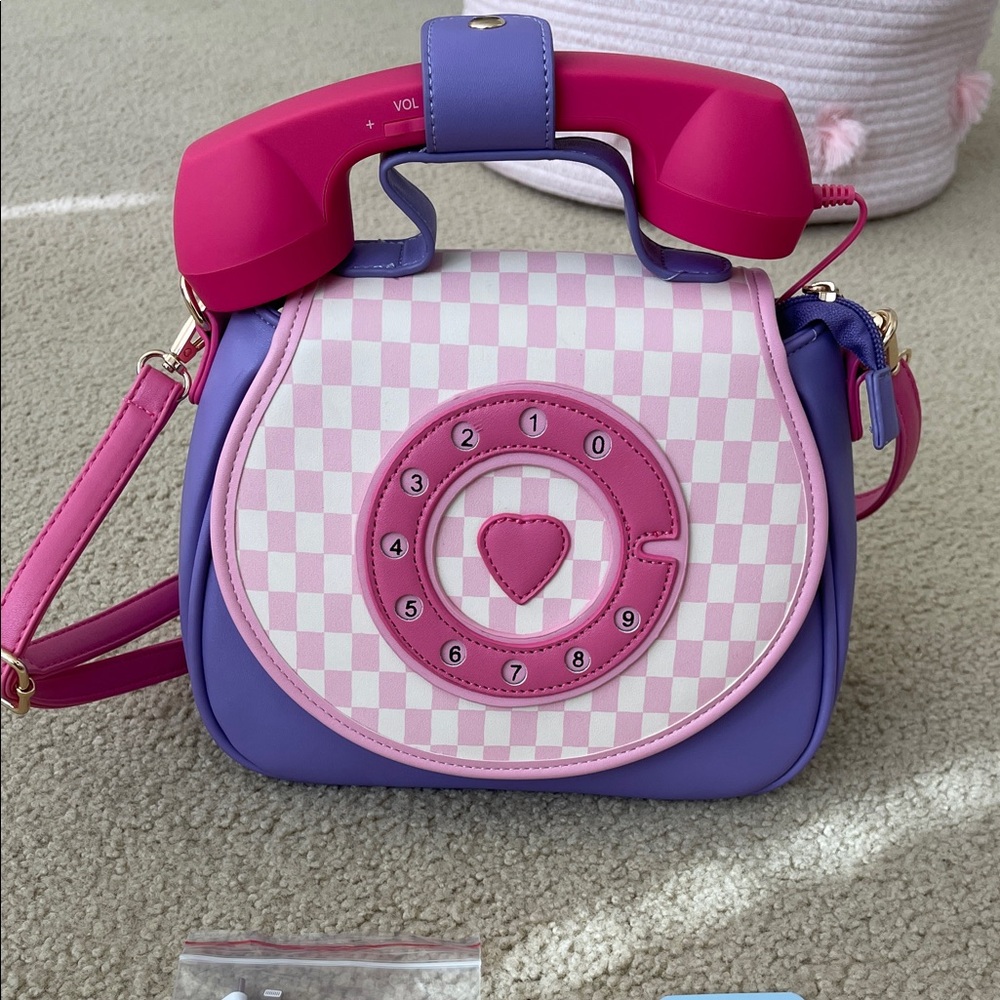 Chic Retro Phone Handbag in Pink and Purple